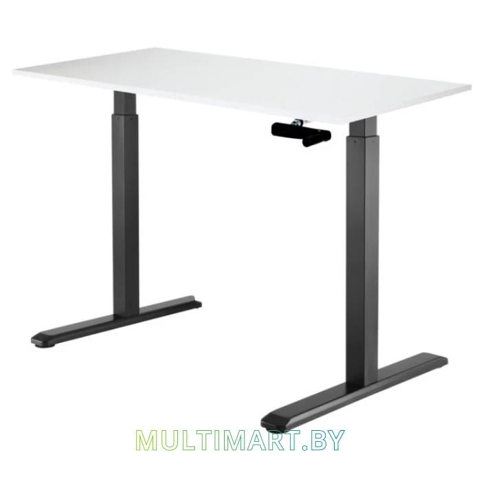Стол для работы стоя ErgoSmart Manual Desk 1380x800x18 мм (альпийский белый/черный)